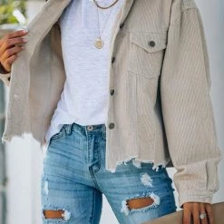 Levency Frayed Hem Cropped Corduroy Jacket New In 47 Levency Frayed Hem Cropped Corduroy Jacket New In