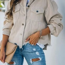 Levency Frayed Hem Cropped Corduroy Jacket New In 35 Levency Frayed Hem Cropped Corduroy Jacket New In