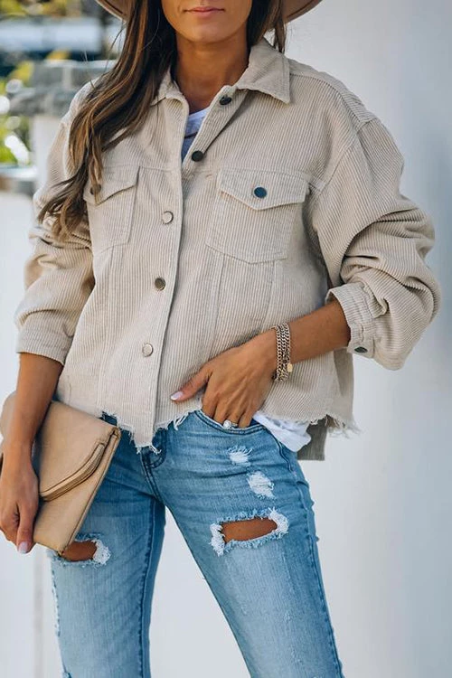 Levency Frayed Hem Cropped Corduroy Jacket New In 4 Levency Frayed Hem Cropped Corduroy Jacket New In