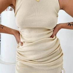 Levency New In Drawstring Sleeveless Mini Dress