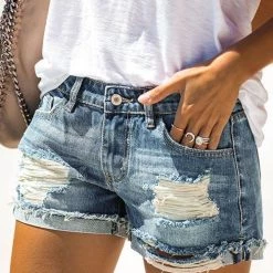 Levency Distressed Cuffed Denim Shorts