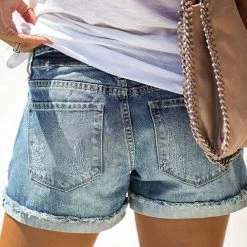 Levency Distressed Cuffed Denim Shorts