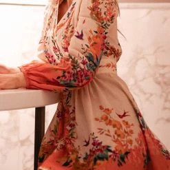 Levency New In Much Respect Printed Button Mini Dress