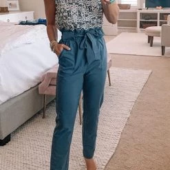 Levency New In Pockets Belted Straight-leg Pants