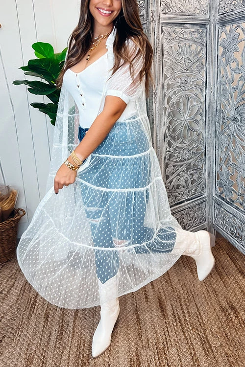 Levency Polka Dot Button Up Short Sleeve Coat 3 Levency Polka Dot Button Up Short Sleeve Coat