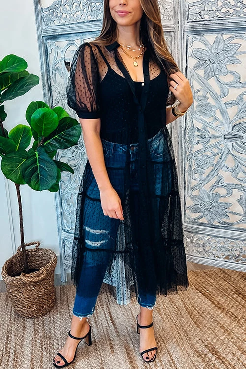 Levency Polka Dot Button Up Short Sleeve Coat 7 Levency Polka Dot Button Up Short Sleeve Coat