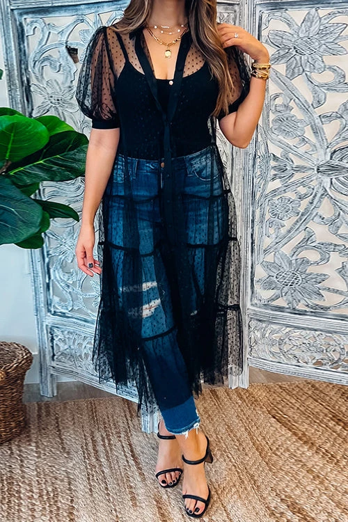 Levency Polka Dot Button Up Short Sleeve Coat 4 Levency Polka Dot Button Up Short Sleeve Coat