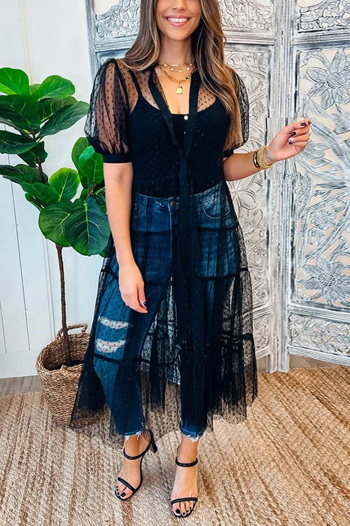 Levency Polka Dot Button Up Short Sleeve Coat 1 Levency Polka Dot Button Up Short Sleeve Coat