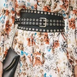 Levency New In Hollow Leather Wide Belt