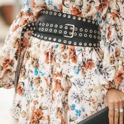 Levency New In Hollow Leather Wide Belt