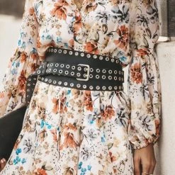 Levency New In Hollow Leather Wide Belt