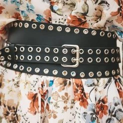 Levency New In Hollow Leather Wide Belt