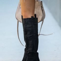 Levency New In Faux Suede Chunky Heel Tall Boots