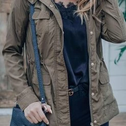 Levency Pockets Drawstring Hoodie Jackets New In