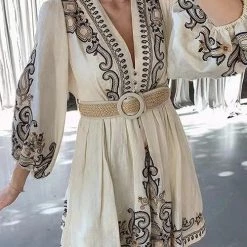 Levency New In Much Respect Printed Button Mini Dress