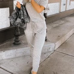 Levency New In One Shoulder Short Sleeve Jumpsuit