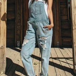 Levency Pockets Ripped Denim Jumpsuit New In