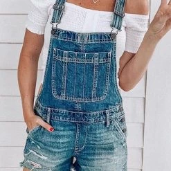 Levency Ripped Shorts Overalls