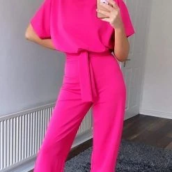 Levency New In Short Sleeve Knot Jumpsuit