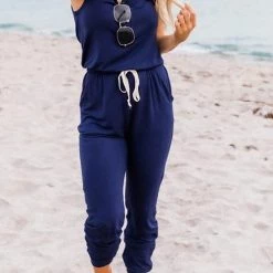 Levency Button Sleeveless Drawstring Jumpsuits 17 Levency Button Sleeveless Drawstring Jumpsuits
