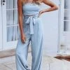 Levency Knot Strapless Wide Leg Jumpsuit
