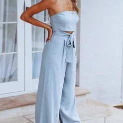 Levency Knot Strapless Wide Leg Jumpsuit 27 Levency Knot Strapless Wide Leg Jumpsuit