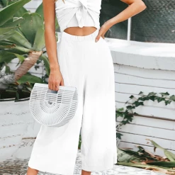 Levency Knot Strapless Wide Leg Jumpsuit 18 Levency Knot Strapless Wide Leg Jumpsuit