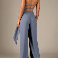 Levency Knot Backless Slip Jumpsuits