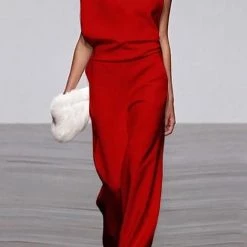 Levency New In Solid One Shoulder Swing Jumpsuits