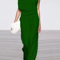Levency New In Solid One Shoulder Swing Jumpsuits