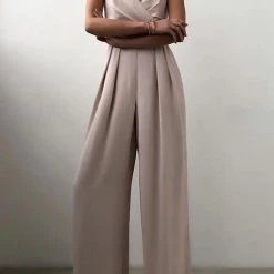 Levency Minimalism Wide Leg Slip Jumpsuits