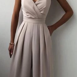 Levency Minimalism Wide Leg Slip Jumpsuits