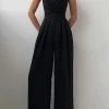 Levency Minimalism Wide Leg Slip Jumpsuits