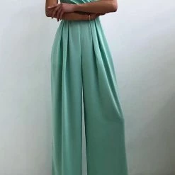 Levency Minimalism Wide Leg Slip Jumpsuits