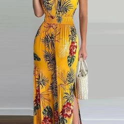 Levency Floral Print Backless Slit Slip Jumpsuits 13 Levency Floral Print Backless Slit Slip Jumpsuits