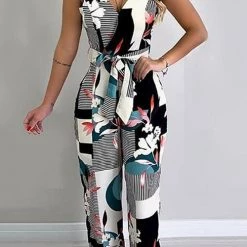 Levency New In Floral Print Bleted Slip Jumpsuits