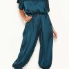 Levency New In Satin Button Short Sleeve Jumpsuits