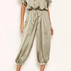 Levency New In Satin Button Short Sleeve Jumpsuits