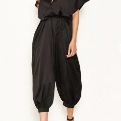 Levency New In Satin Button Short Sleeve Jumpsuits