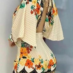 Levency Print V Neck Bat Romper