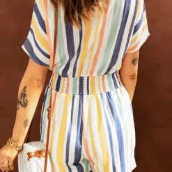 Levency New In Colorful Stripe Button Romper