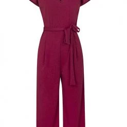 Levency New In Solid Pockets V Neck Belted Jumpsuits