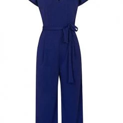 Levency New In Solid Pockets V Neck Belted Jumpsuits