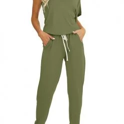 Levency One Shoulder Drawstring Jumpsuits New In