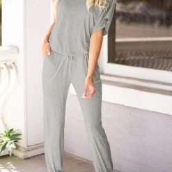 Levency One Shoulder Drawstring Jumpsuits New In