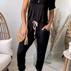Levency One Shoulder Drawstring Jumpsuits New In