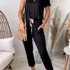 Levency One Shoulder Drawstring Jumpsuits New In