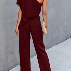 Levency New In One Shoulder Bat Jumpsuits