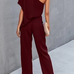 Levency New In One Shoulder Bat Jumpsuits