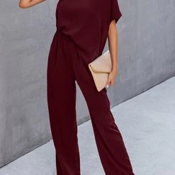Levency New In One Shoulder Bat Jumpsuits